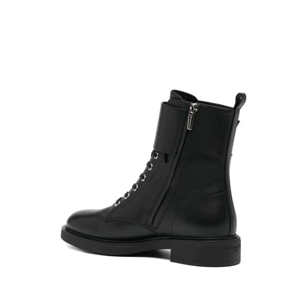 GIANVITO ROSSI Women's Leather Lace-Up Combat Boots with Buckle Straps Women - Picture 3 of 4